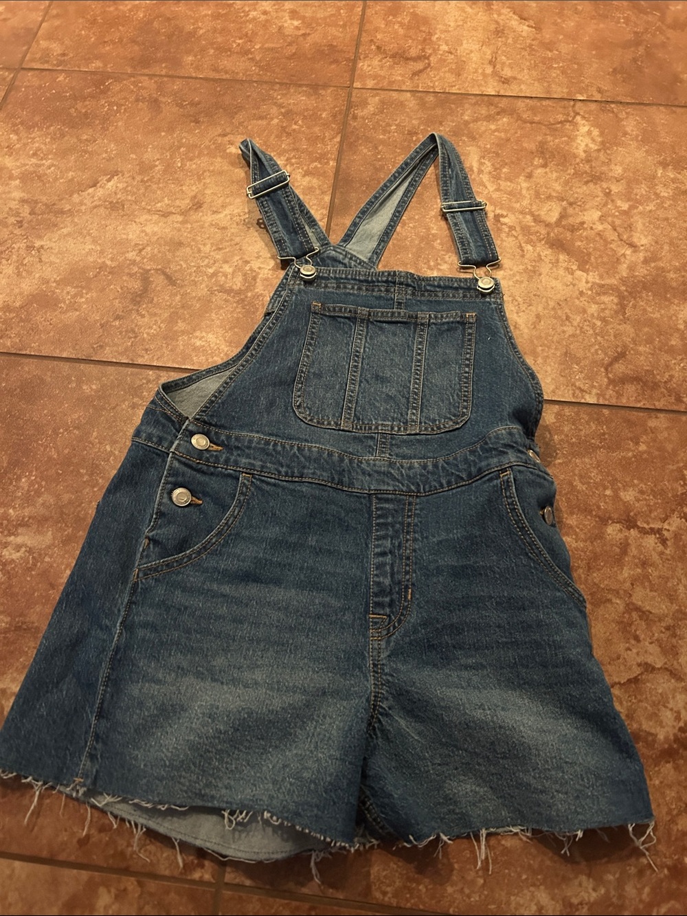 No Boundaries Classic Denim Short Overalls - Dark Blue